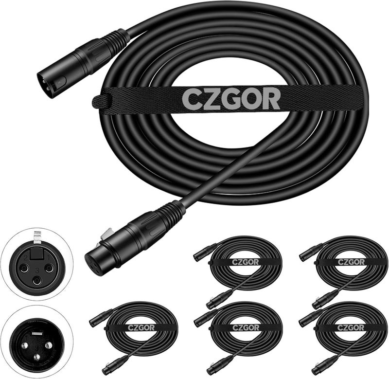 Czgor DMX Cable 10 ft, 6 Pack Flexible 3 Pin DMX Cable Pack XLR Male to Female Lighting Wire Cable for Stage Lighting Signal XLR Connection Stage Light Cables for Stage Lighting Input & Output - Image 1